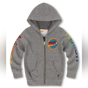 AVIATOR NATION ZIP HOODIE - HEATHER GREY Size 8